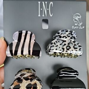 INC International Concepts Animal Print Hair Claw Clips - Black and Gray